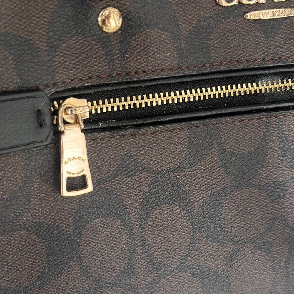 Coach Brown and Black Satchel with Gold Hardware - Picture 4 of 6